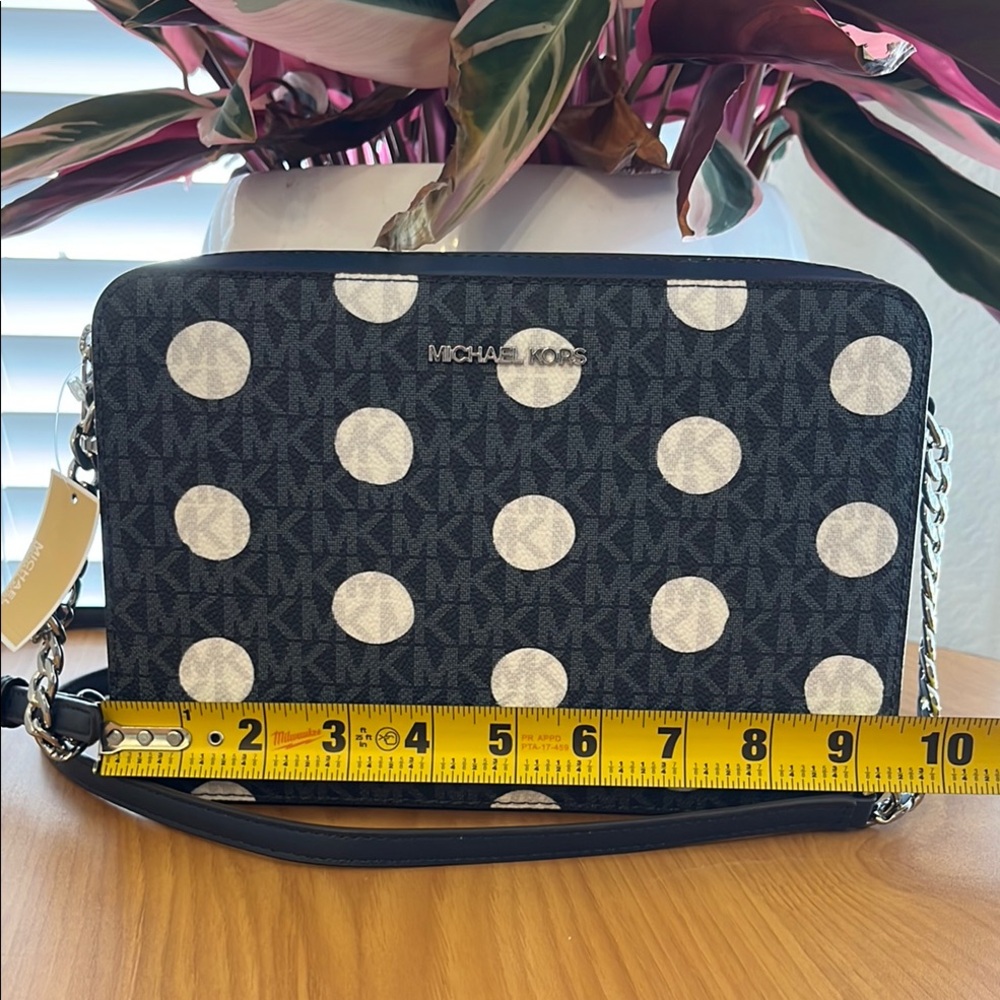 Michael Kors Navy & Silver Crossbody Bag with Polka Dot Design - Picture 11 of 12